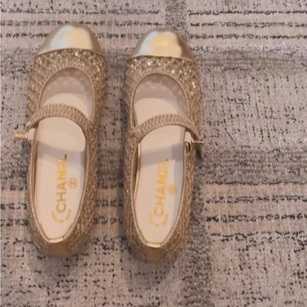 CHANEL Mesh and Sequin Mary Jane flats